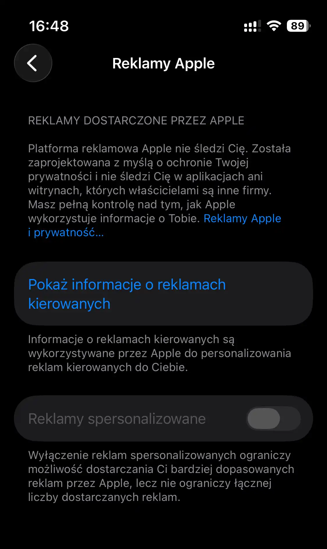 Reklamy Apple w aplikacjach iPhone